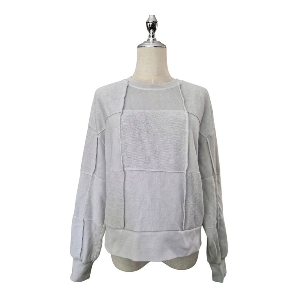 Rails Yoko Sweatshirt XS Dove Gray Patchwork Reverse Seam Oversized Pullover